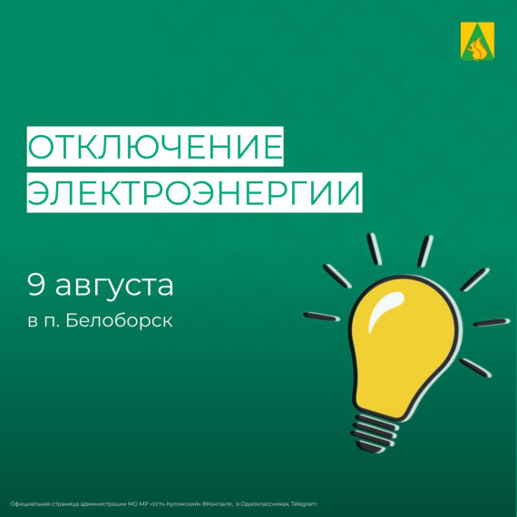 Отключение электроэнергии 9 августа. Отключение электроэнергии 9 августа.