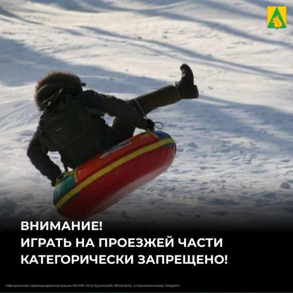 Кататься на санках, ватрушках, снегокатах на проезжей части категорически запрещено. Кататься на санках, ватрушках, снегокатах на проезжей части категорически запрещено.